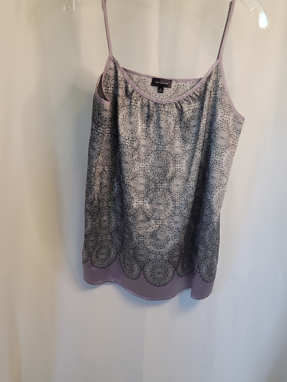The Limited Lavender and Black Printed Scalloped Camisole